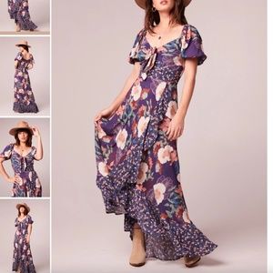 BAND OF THE FREE LIVIE PURPLE MIXED FLORAL MAXI DRESS